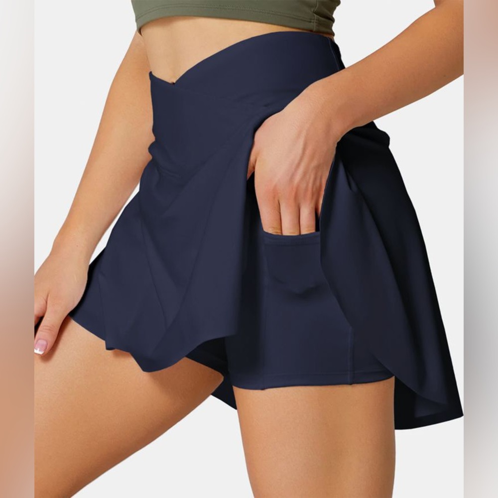 Halara - Crossover 2-in-1 Side Pocket Tennis Skirt (Peacoat Blue) - NEW, no tags
